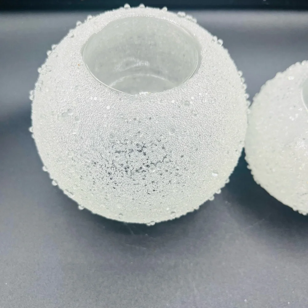2‎ RARE Yankee Candle Snowball TEALIGHT Holders Glitter Diamond Look EUC